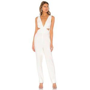 BCBGMAXAZRIA Plunging Jumpsuit Off White